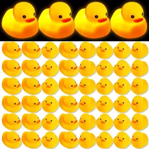 Jerify 48 Pcs Bulk LED Rubber Ducks Light up Yellow Bathtub Rubber Ducks Glow Bath Floating Toys with LED Lights Birthday Halloween Christmas Easter Shower Pool Toys for Holiday Bathroom