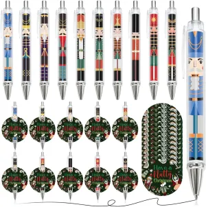 Jetec Christmas Nutcracker Gifts Included Nutcracker Ballpoint Pens King and Soldier Retractable Pen with Have a Nutty Christmas Card for Classroom Party Favor(30 Set)