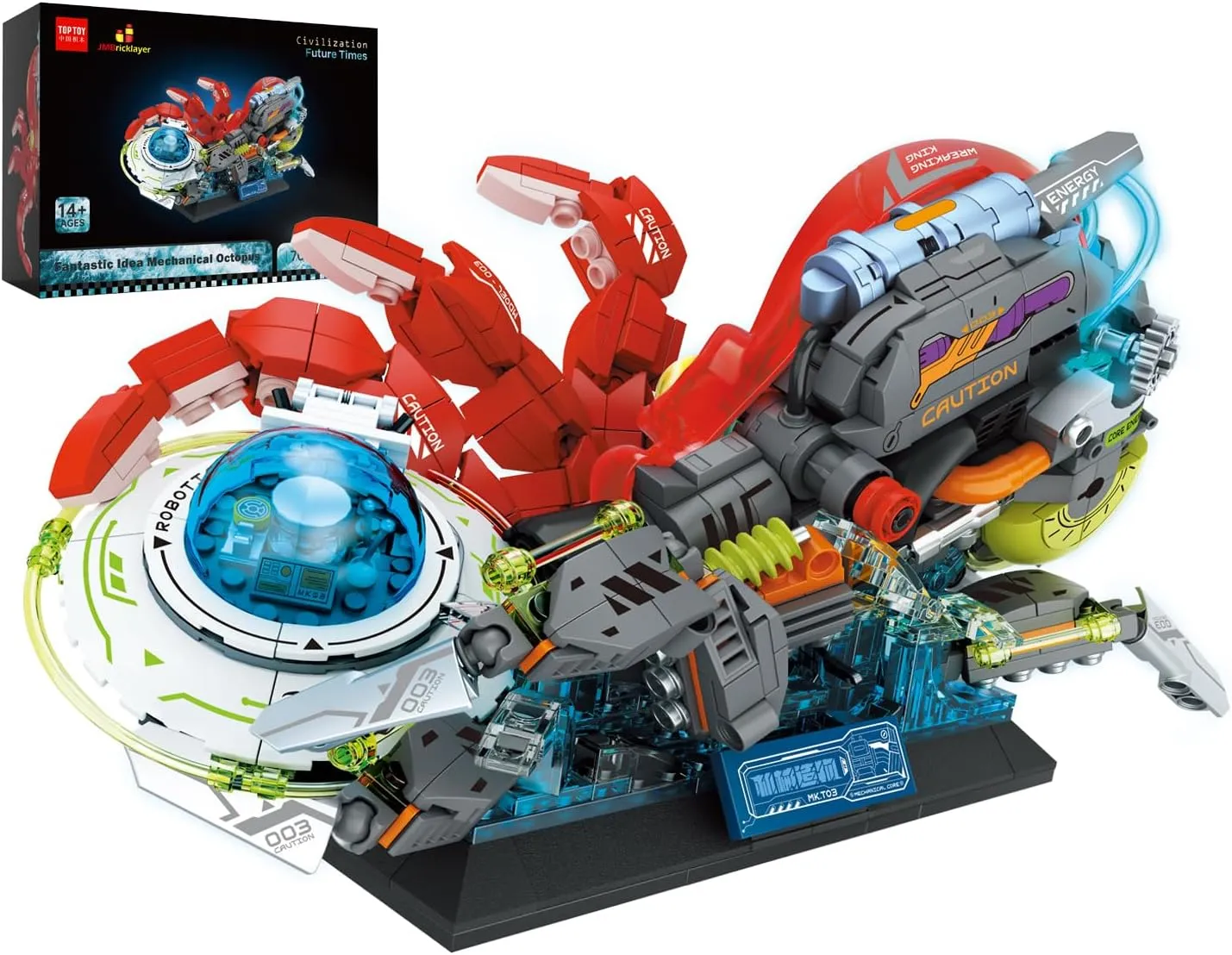 JMBricklayer Creator Octopus Animal Building Toy Set for Adults 70123, Lighting Semi-Mechanical Deep Sea Creatures Collectible Display, Christmas Creative Space Gifts for Adults Teens Boys Girls 14 