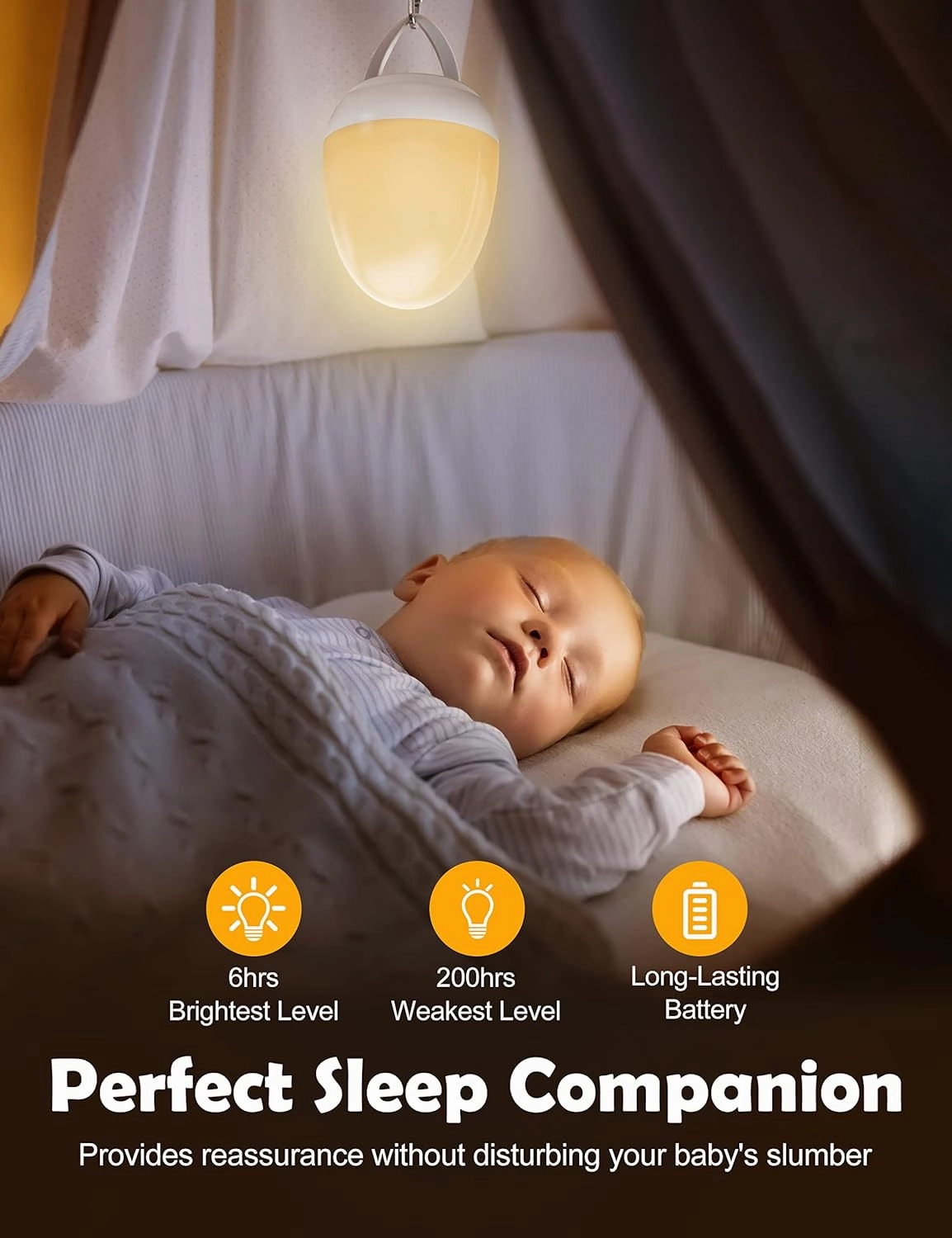 JolyWell Baby Night Light for Kid, Portable Egg Nightlight with Stable Charging Pad, Touch Nursery Night Lamp for Breastfeeding, Toddler Night Light for Bedroom, Timer Setting, ABS PC, White-2