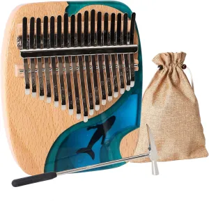 Kalimba Thumb Piano 17 Keys, Portable Mbira Finger Piano Gifts for Adults Music Instrument Thumb Pianos - 17 Keys Blue