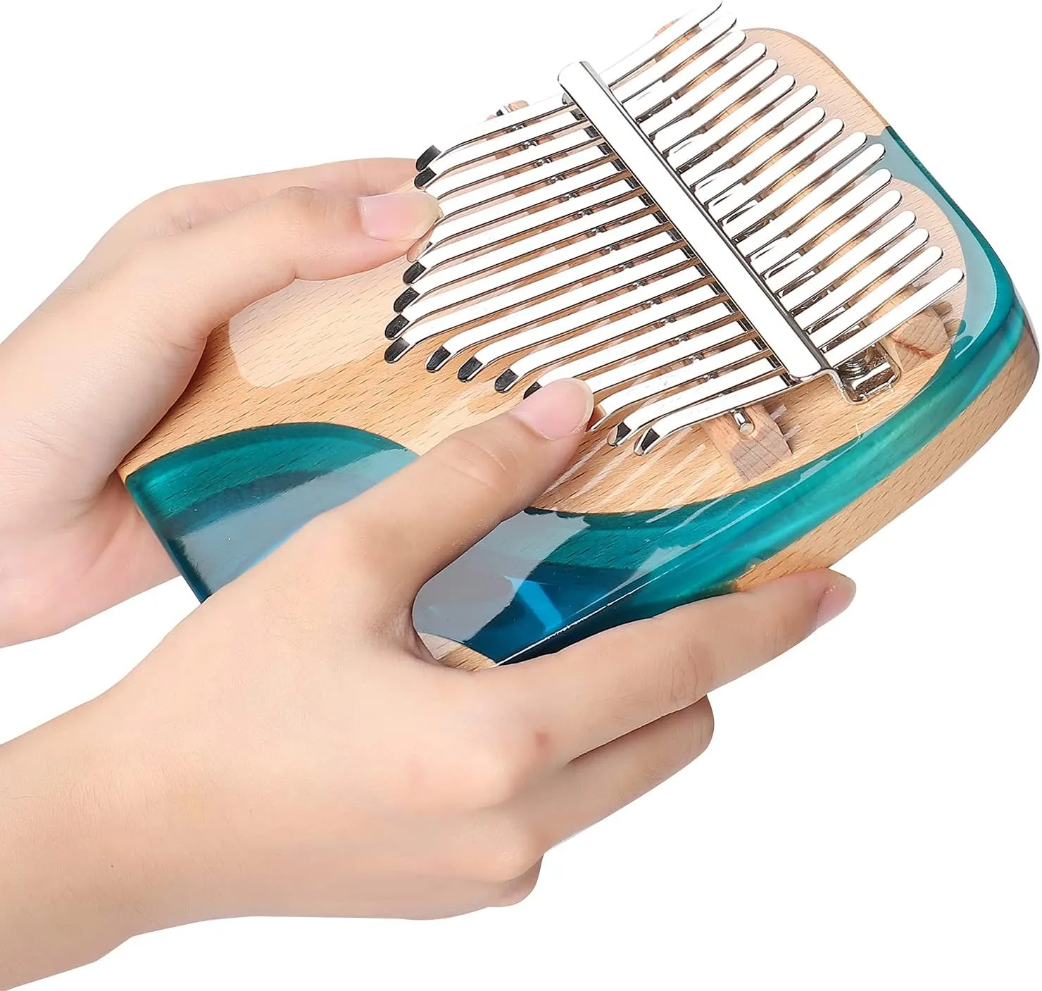 Kalimba Thumb Piano 17 Keys, Portable Mbira Finger Piano Gifts for Adults Music Instrument Thumb Pianos - 17 Keys Blue