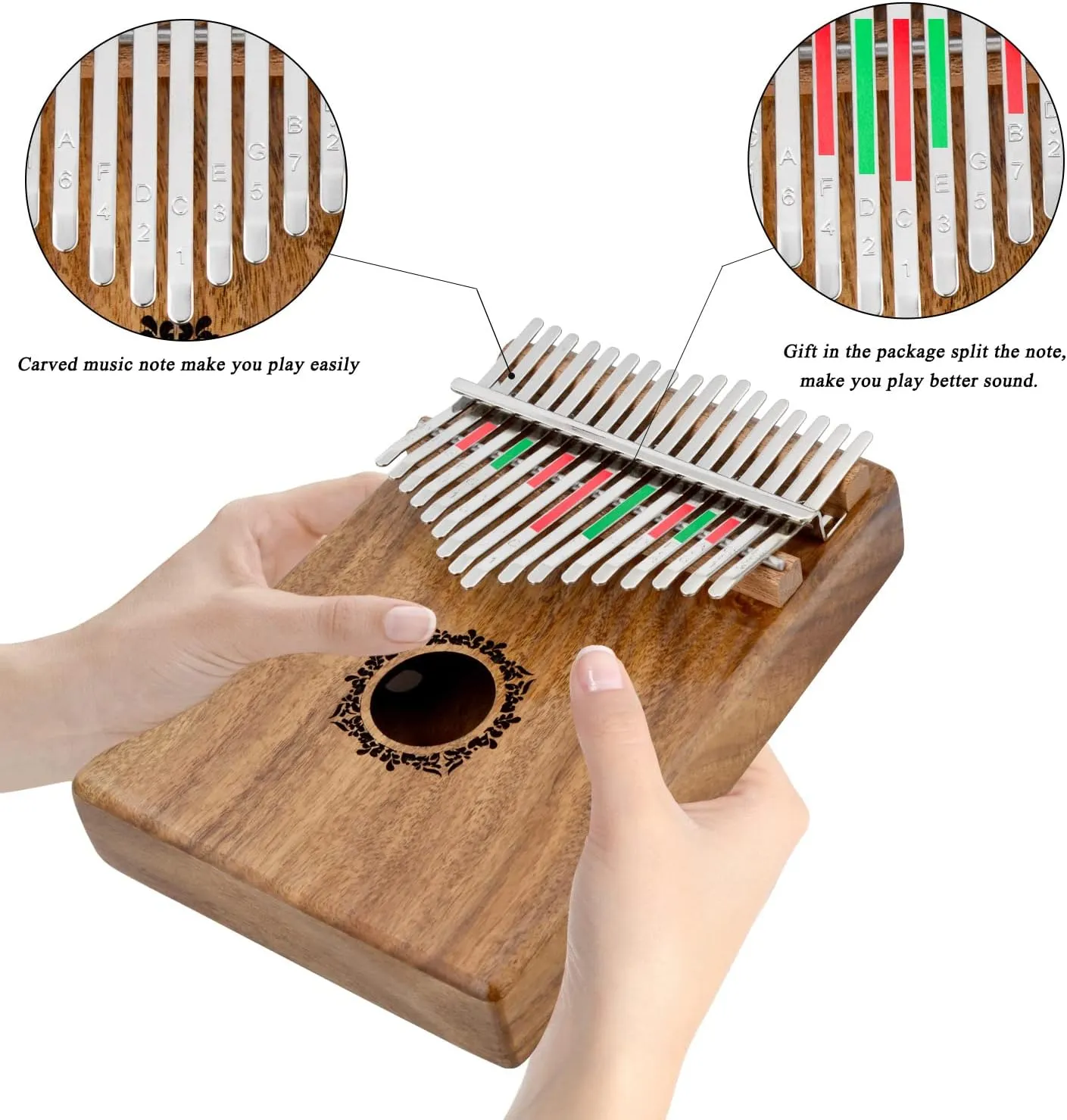 Kalimba Thumb Piano 17 Keys RANMING Mbira Finger Piano Kalimba Gifts for Adults Kids Beginners With Portable Handbag and Tune Hammer Thumb Pianos Finger Harp (Acacia-Plus)