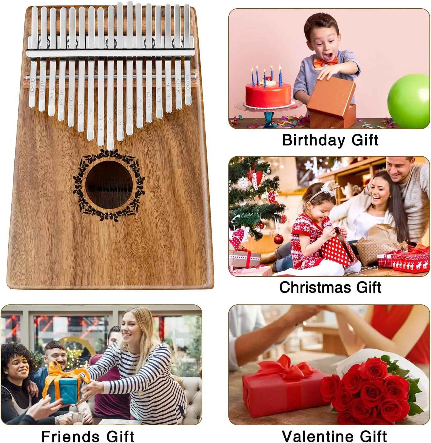 Kalimba Thumb Piano 17 Keys RANMING Mbira Finger Piano Kalimba Gifts for Adults Kids Beginners With Portable Handbag and Tune Hammer Thumb Pianos Finger Harp (Acacia-Plus)