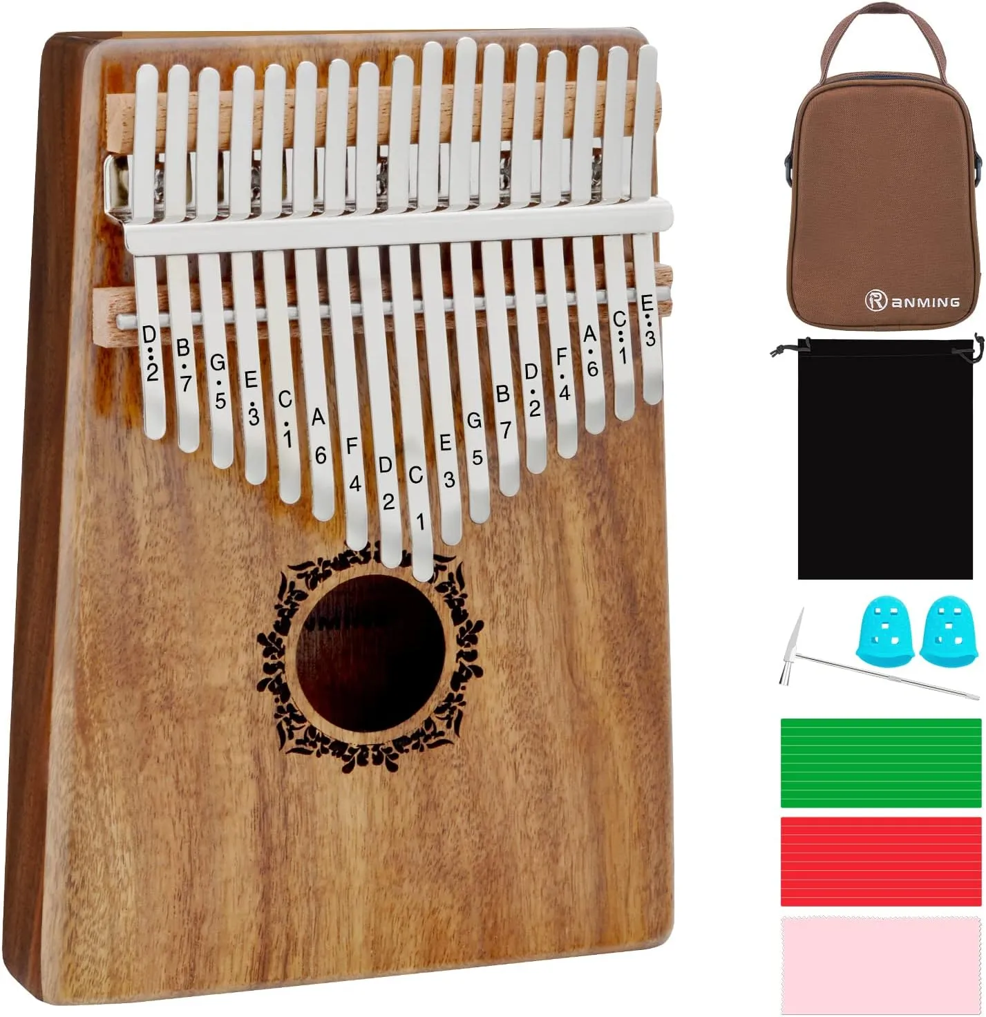 Kalimba Thumb Piano 17 Keys RANMING Mbira Finger Piano Kalimba Gifts for Adults Kids Beginners With Portable Handbag and Tune Hammer Thumb Pianos Finger Harp (Acacia-Plus)