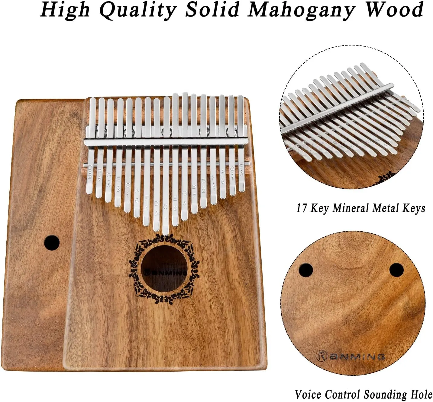 Kalimba Thumb Piano 17 Keys RANMING Mbira Finger Piano Kalimba Gifts for Adults Kids Beginners With Portable Handbag and Tune Hammer Thumb Pianos Finger Harp (Acacia-Plus)
