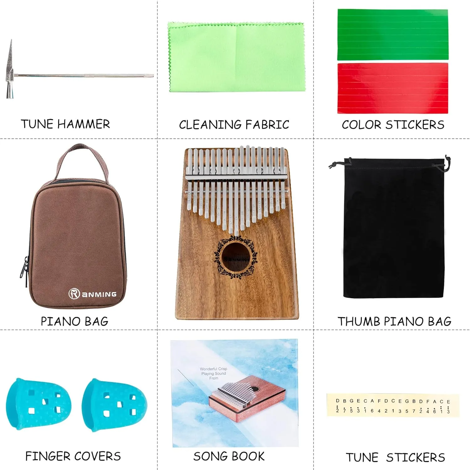 Kalimba Thumb Piano 17 Keys RANMING Mbira Finger Piano Kalimba Gifts for Adults Kids Beginners With Portable Handbag and Tune Hammer Thumb Pianos Finger Harp (Acacia-Plus)