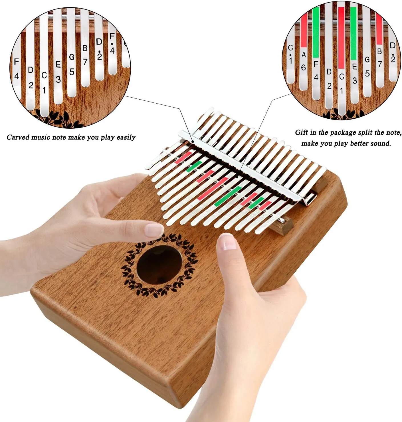 Kalimba Thumb Piano 17 Keys RANMING Mbira Finger Piano Kalimba Gifts for Adults Kids Beginners With Portable Handbag and Tune Hammer Thumb Pianos Finger Harp (Mahogany-PLUS)
