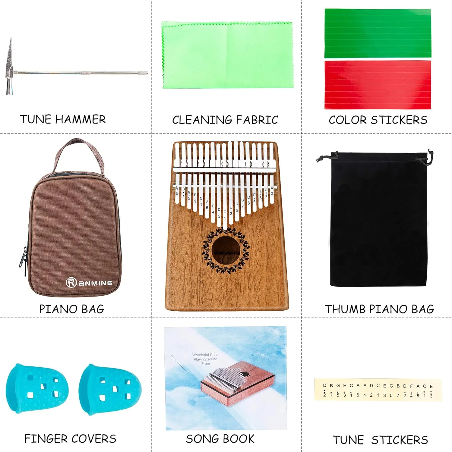 Kalimba Thumb Piano 17 Keys RANMING Mbira Finger Piano Kalimba Gifts for Adults Kids Beginners With Portable Handbag and Tune Hammer Thumb Pianos Finger Harp (Mahogany-PLUS)