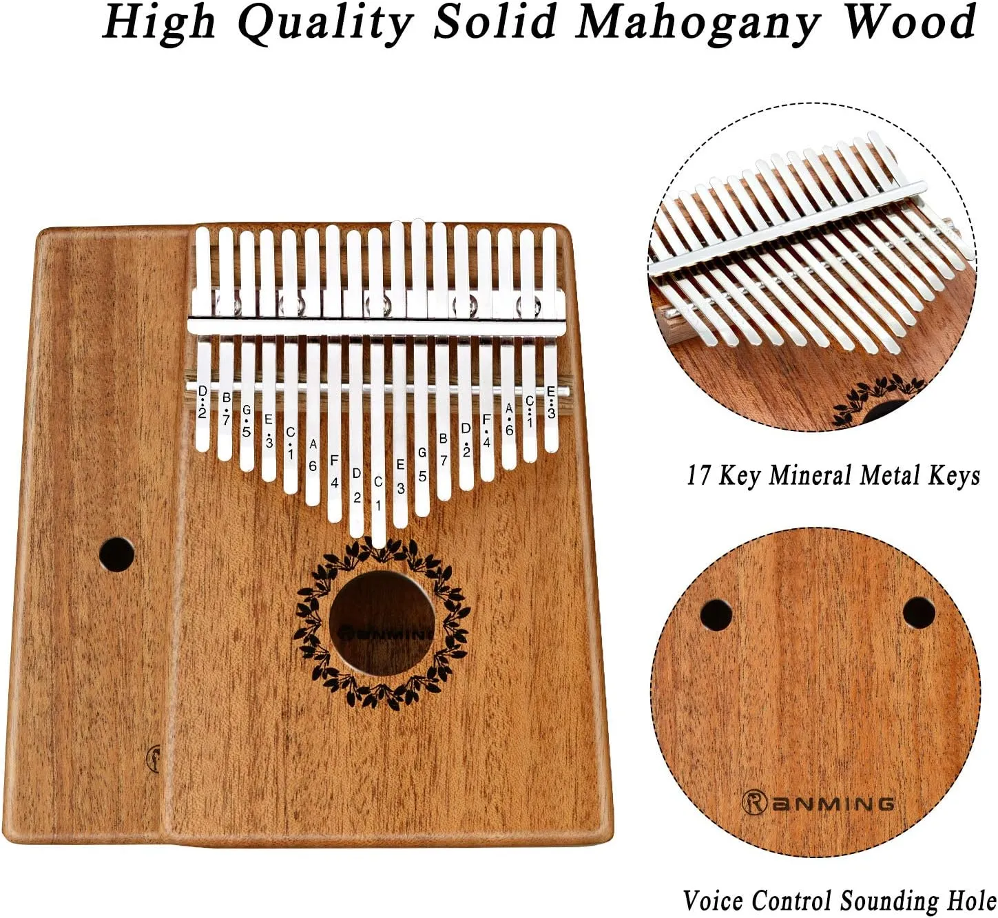 Kalimba Thumb Piano 17 Keys RANMING Mbira Finger Piano Kalimba Gifts for Adults Kids Beginners With Portable Handbag and Tune Hammer Thumb Pianos Finger Harp (Mahogany-PLUS)