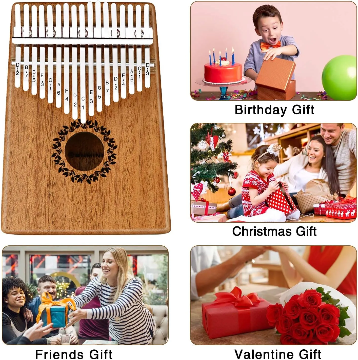 Kalimba Thumb Piano 17 Keys RANMING Mbira Finger Piano Kalimba Gifts for Adults Kids Beginners With Portable Handbag and Tune Hammer Thumb Pianos Finger Harp (Mahogany-PLUS)