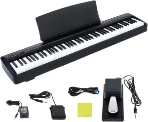 Kawai ES120 88-Key Portable Digital Piano, Stylish Black Bundle with Kawai F-10H Damper Pedal and Liquid Audio Polishing Cloth