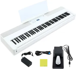 Kawai ES920 88-Key Digital Piano, Snow White Bundle with Kawai F-10H Damper Pedal and Liquid Audio Polishing Cloth