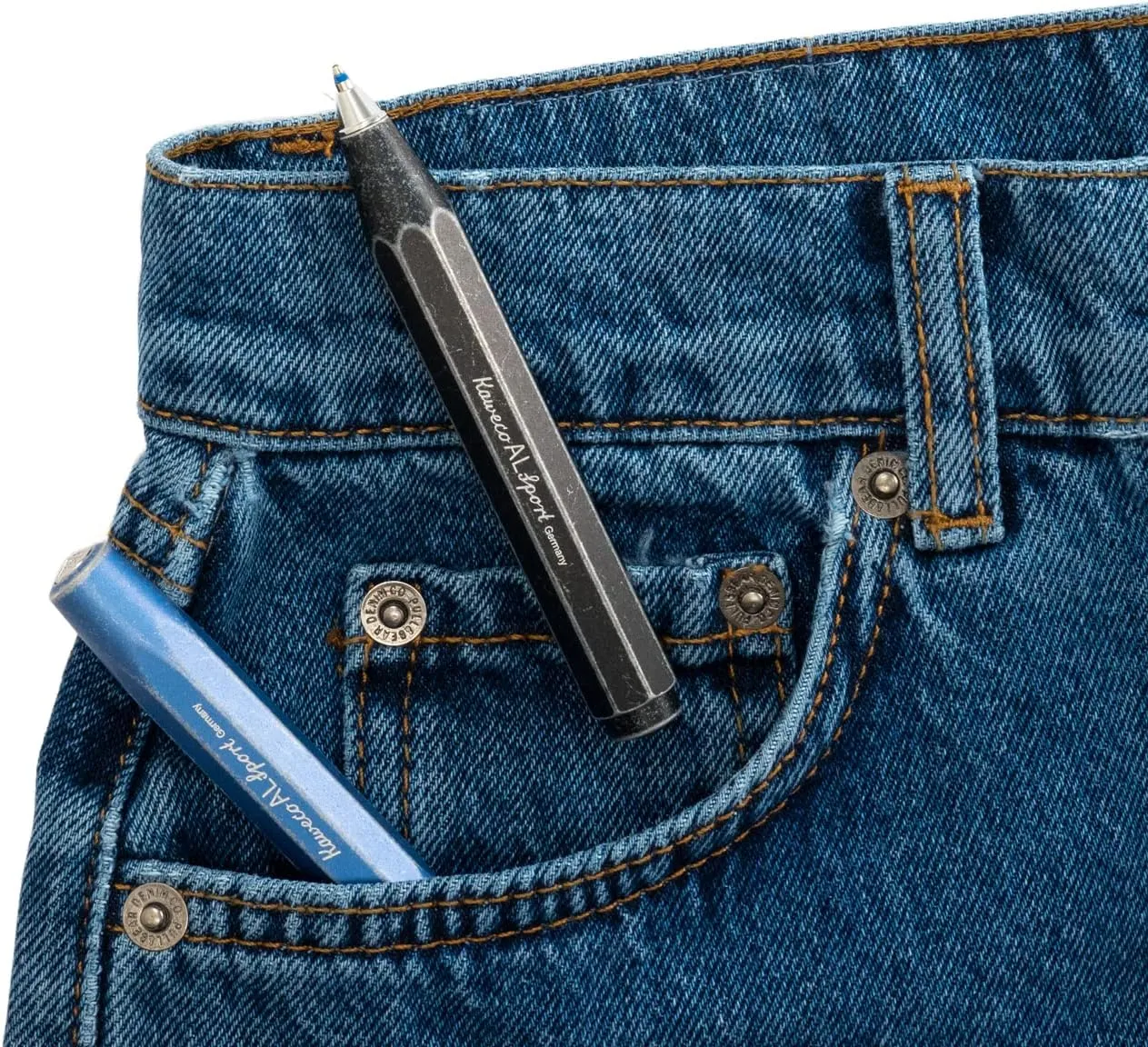 Kaweco AL SPORT Rollerball Stonewashed Blue I Gel/Ballpoint Pen Including 0.7 mm Rollerball Pen Refill in Classic Design with Ceramic Ball I Premium Aluminium Gel Roller 13 cm