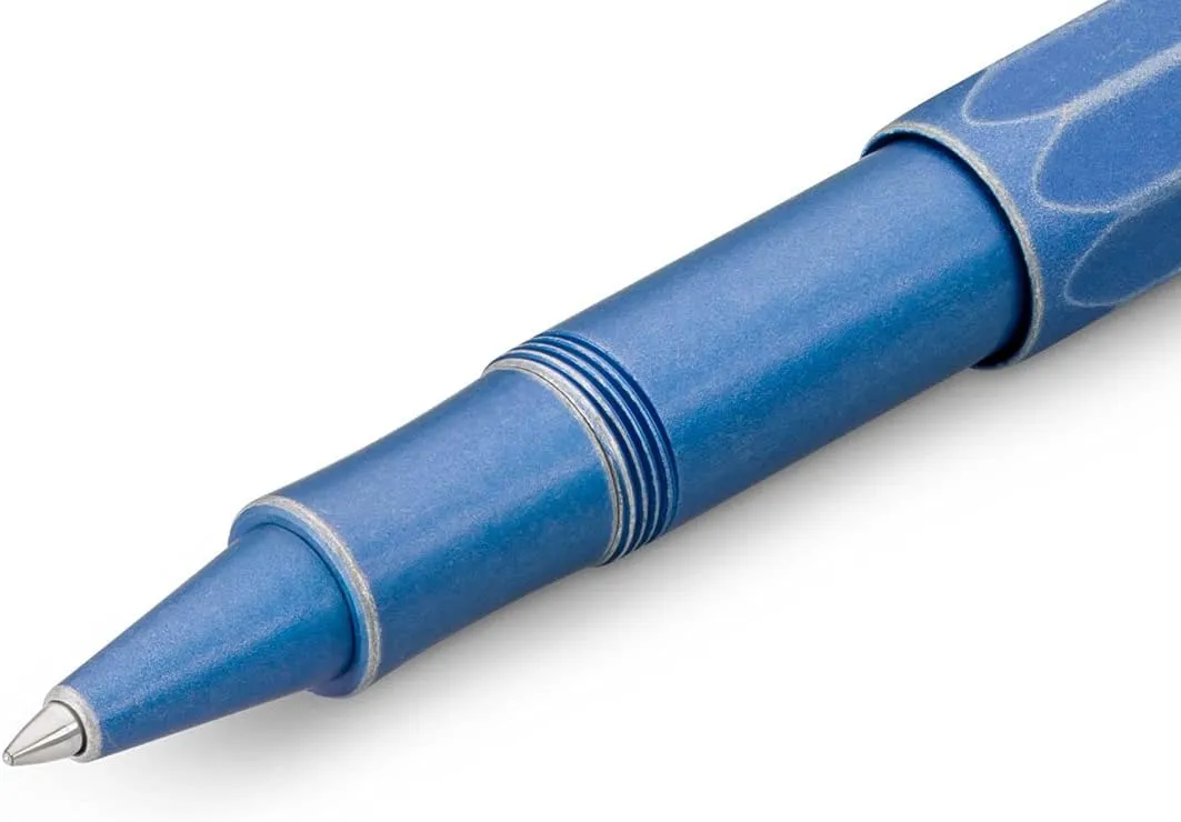Kaweco AL SPORT Rollerball Stonewashed Blue I Gel/Ballpoint Pen Including 0.7 mm Rollerball Pen Refill in Classic Design with Ceramic Ball I Premium Aluminium Gel Roller 13 cm