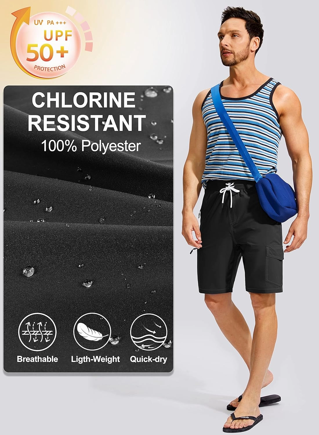 Kayrth Men's Swim Trunks Quick Dry Board Shorts with 5 Pockets Swimsuit Swimwear for Men - No Mesh Liner