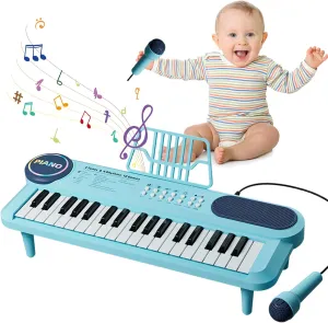Keyboard Piano for Kid, 37 Keys Baby Piano Music Keyboard with Microphone & Music Stand, Portable Instruments for Toddler 1-3, Beginners Electric Educational Birthday Gift for Boy Girl Age 2 3 4