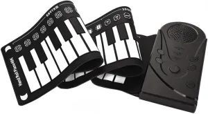Keyboard Piano,Portable 49 Keys Electronic Keyboard Hand Rolling Up Piano Hand Roll Electric Piano Keyboard | for Children Kids Beginners Gift(Black)