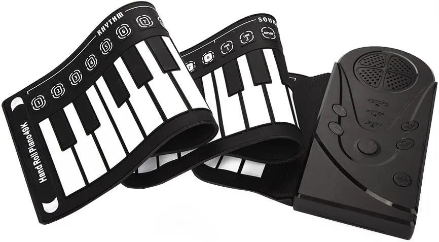 Keyboard Piano,Portable 49 Keys Electronic Keyboard Hand Rolling Up Piano Hand Roll Electric Piano Keyboard | for Children Kids Beginners Gift(Black)
