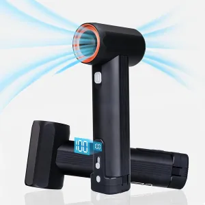 Kica Jet Fan MAX Cordless Car Dryer & Leaf Blower - 390CFM, 205MPH Wind Speed, 6 x 4000mAh Batteries, Turbo Boost, Smart Display, Lightweight & Portable for Car Drying, Lawn Care, Snow Removal