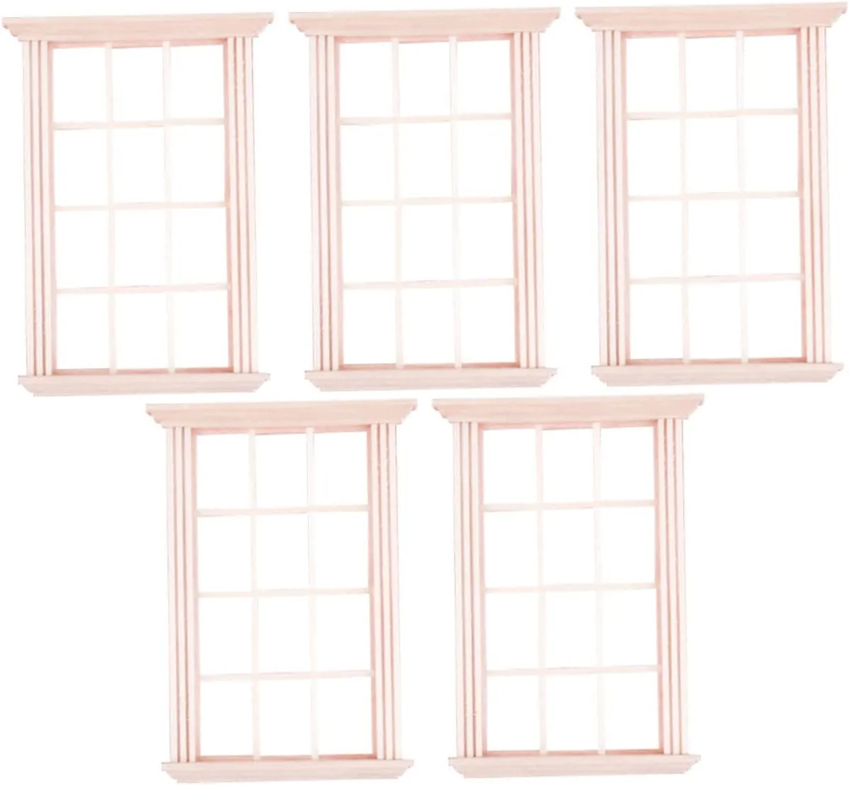 KICHOUSE 5pcs Mini House Windows Realistic Dollhouse Accessories Chic Furniture for Playtime for Parent Role Play and Photography Props