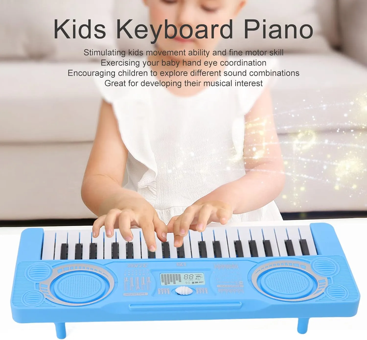 Kid Keyboard Piano, 37 Keys Mini Piano Toy Keyboard for Kids, Portable Electronic Piano Educational Musical Instrument Toys, Birthday Gifts for Beginner Children Toddler Boys Girls(Blue)