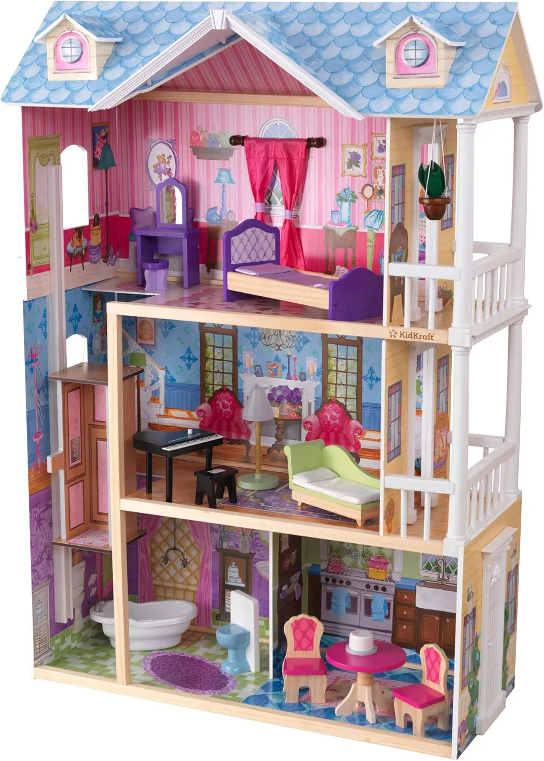 KidKraft My Dreamy Wooden Dollhouse with Lights and Sounds, Elevator and 14 Accessories, Gift for Ages 3 