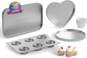 Kids' Complete Oven Pan Set Compatible with Easy Bake Ultimate Oven | Accessories for Cooking Easy Bake Oven Mixes | Includes Cupcake Pan, Circle, Heart & Rectangular Bake Pan & (75) Cupcake Liners