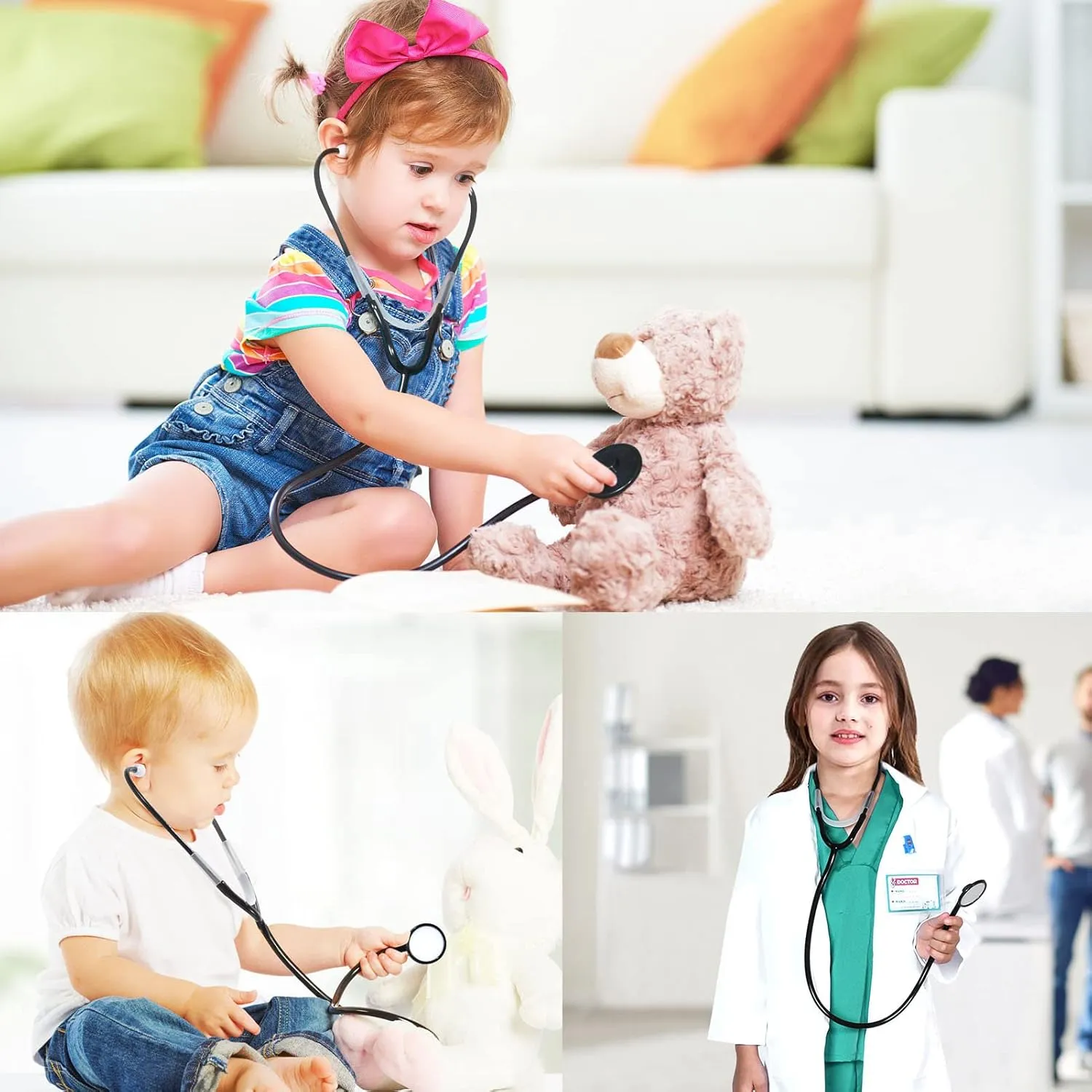 Kids Doctor Costume Pretend Play Kit with Lab Coat Carrying Bag Accessories Halloween Doctor Dress up for Boys Girls
