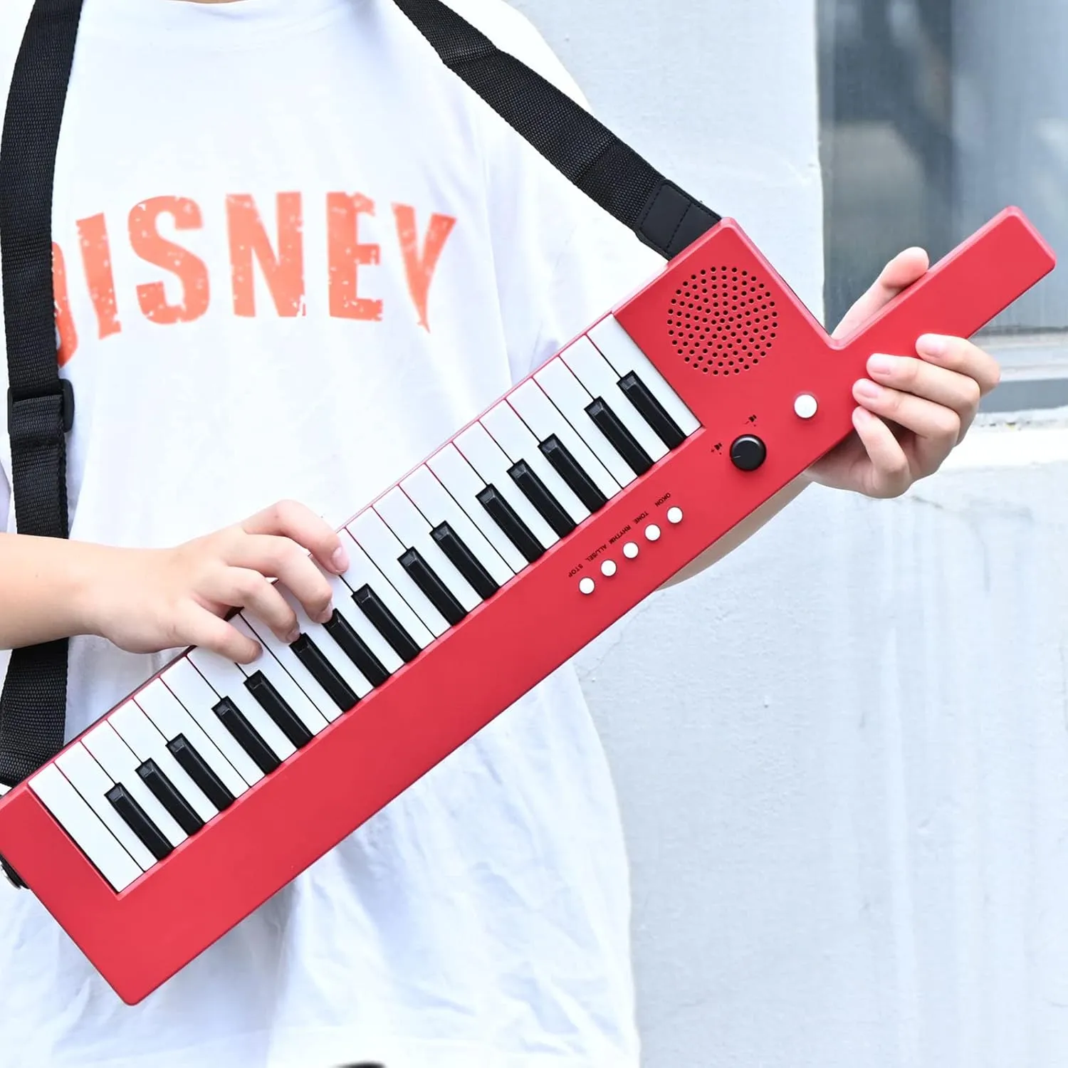 Kids Electric Piano Keyboard 37 Keys Keytar, Musical Instrument, Protable Electronic Pianos Toy Gifts for Girls Child Beginners (Red)