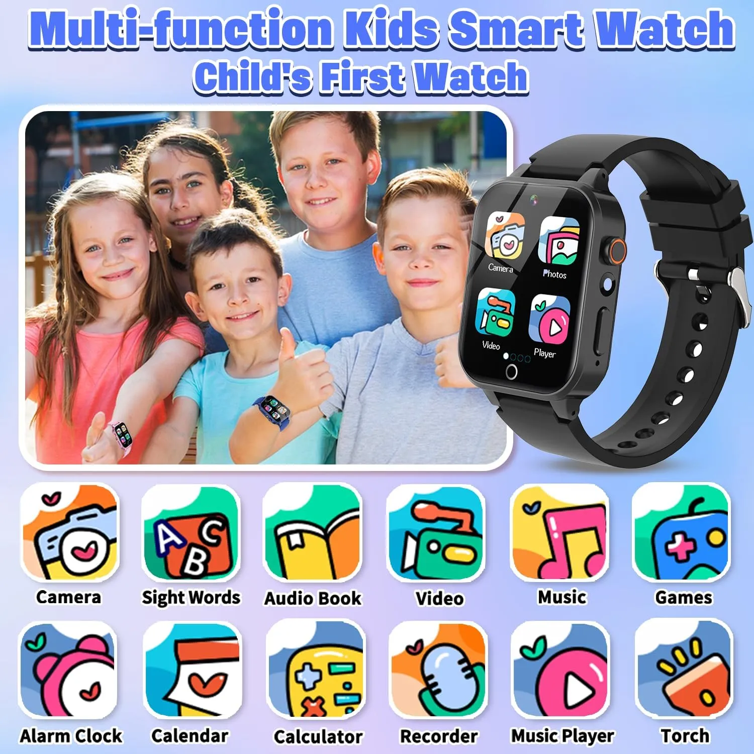 Kids Game Watch for Boys with 26 Puzzle Games HD Touchscreen Camera Music Player Flashlight Pedometer, Kids Toys Birthday Gifts for Boys Age 6-12 Boys Watches Ages 7-10 with 2 Screen Protector