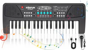 Kids Piano Keyboard,37 Keys Piano for Kids Musical Piano with Microphone Portable Learning Educational Christmas Birthday Gift Toys for 3 4 5 6 Years Old Girls Boys Beginners (Black) (BF-430A1)