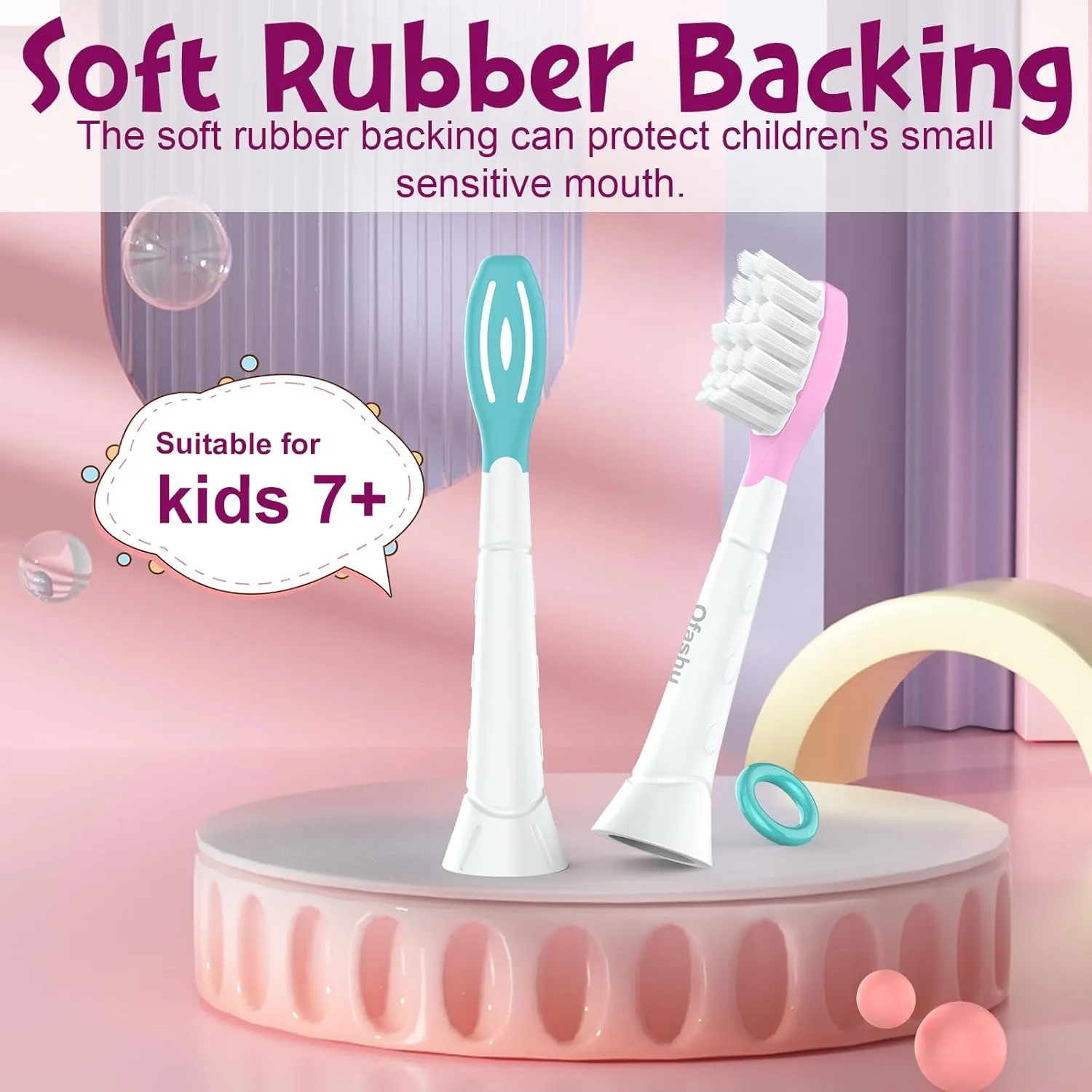 Kids Replacement Toothbrush Head for Sonicare: Ofashu Children Sonic Electric Toothbrush Brush Head for Philips 6321 6340 6032/94 6042, 8 Packs for Boys Girls 7 , Pink & Green