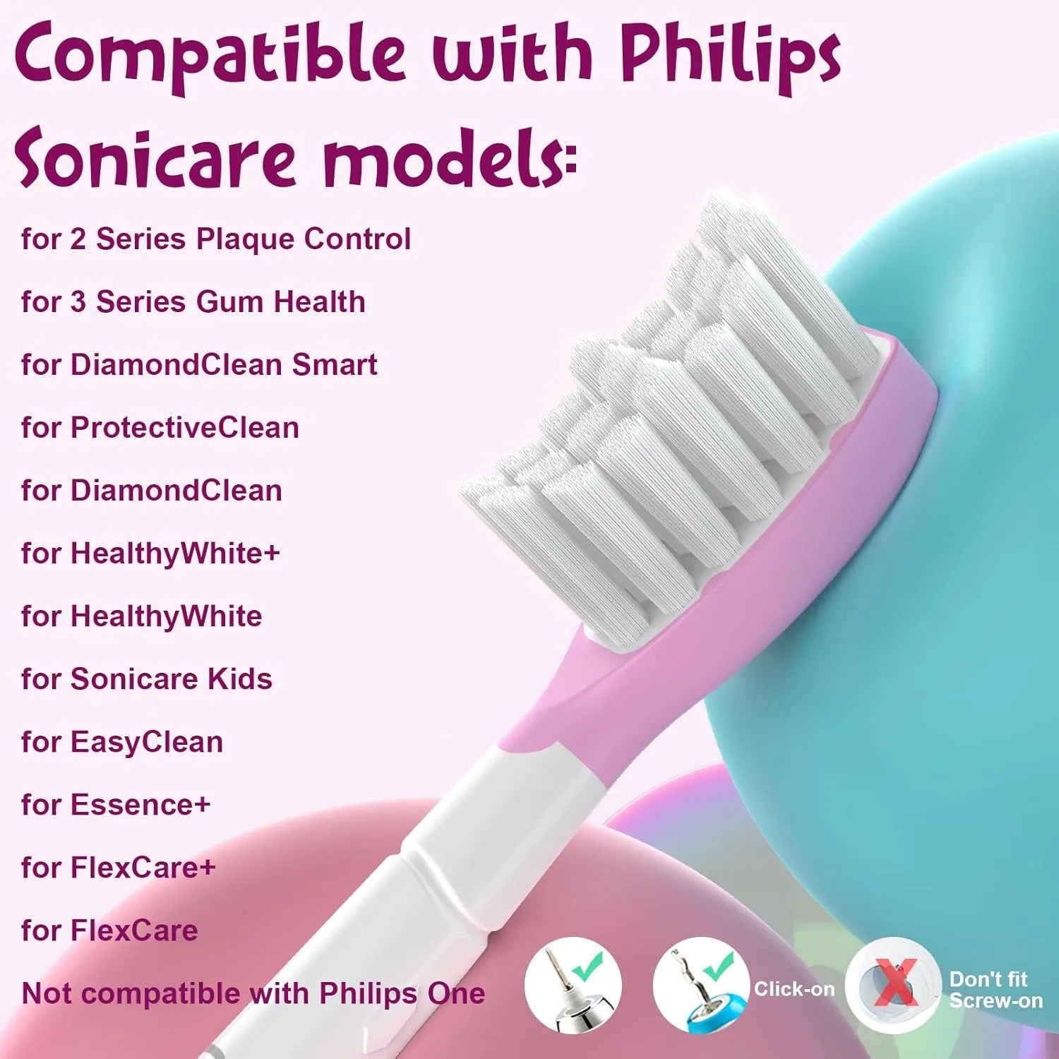Kids Replacement Toothbrush Head for Sonicare: Ofashu Children Sonic Electric Toothbrush Brush Head for Philips 6321 6340 6032/94 6042, 8 Packs for Boys Girls 7 , Pink & Green