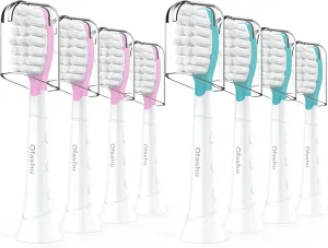 Kids Replacement Toothbrush Head for Sonicare: Ofashu Children Sonic Electric Toothbrush Brush Head for Philips 6321 6340 6032/94 6042, 8 Packs for Boys Girls 7 , Pink & Green