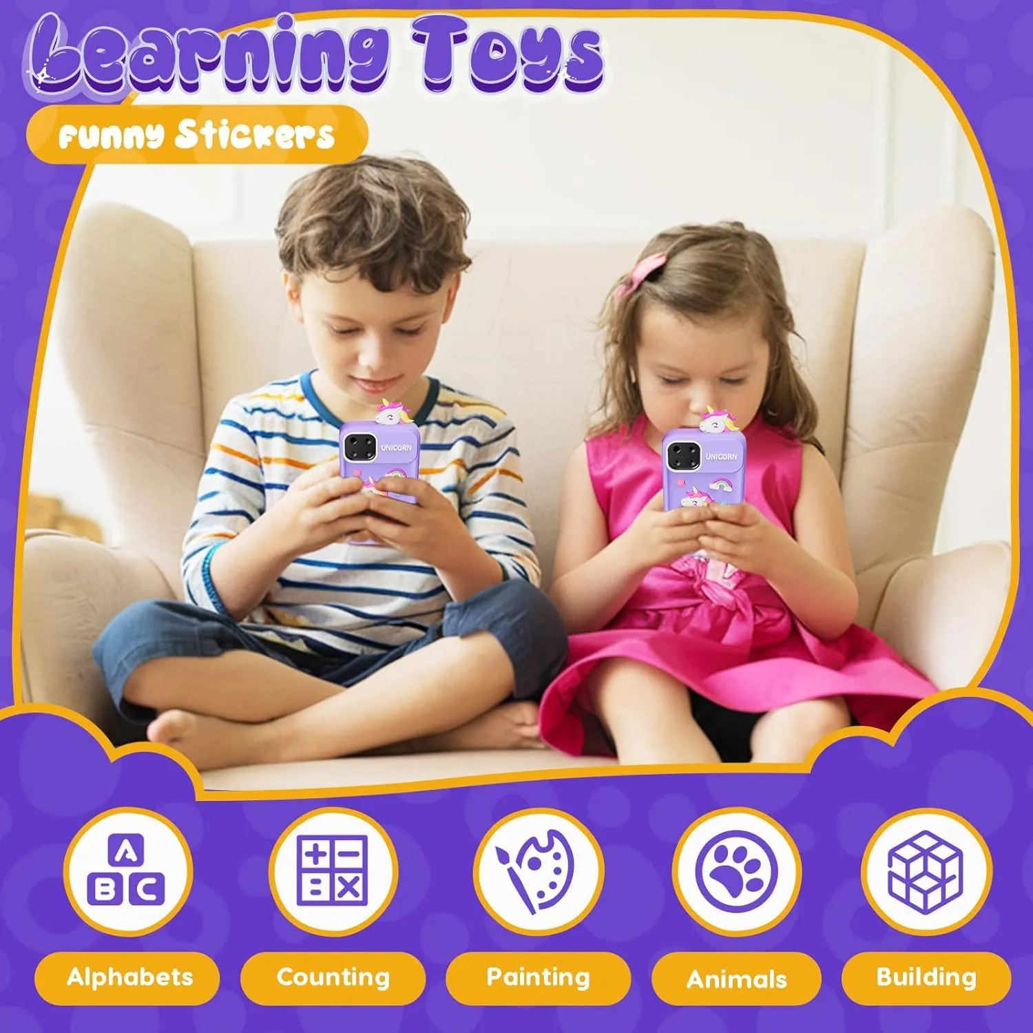 Kids Smart Phone Toys for Girls,Unicorn Gift Toys for Girls Ages 3-9 Christmas Birthday Gifts Mini Smart Phone Toys With 2.8" Touchscreen 16 Learning Games Dual Camera Music Player, 8G SD Card