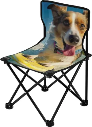 Kigai Folding Camping Chair Heavy Duty Chair Ultralight Compact Portable Beach Chair for Outdoor Camp, Hiking, Travel, Beach, Sporting Event and Picnic, Surfer Dog