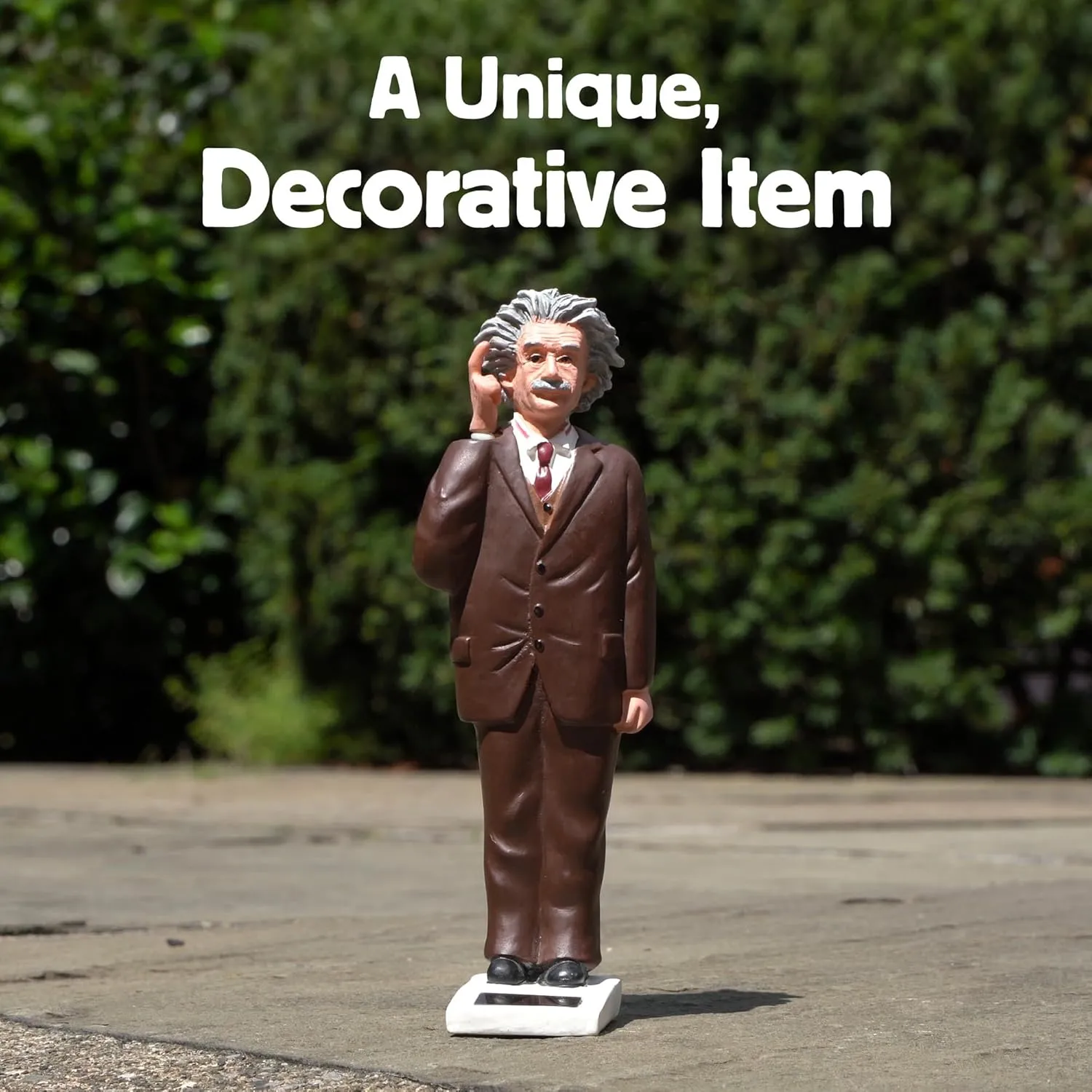 Kikkerland Solar Powered Albert Einstein Figurine: Fun Decor for Home & Kitchen, Office Desk, Garden, Car – Great Novelty Toy Statue, Display Shelf Collectible, Holiday & Birthday Gift