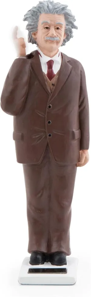 Kikkerland Solar Powered Albert Einstein Figurine: Fun Decor for Home & Kitchen, Office Desk, Garden, Car – Great Novelty Toy Statue, Display Shelf Collectible, Holiday & Birthday Gift