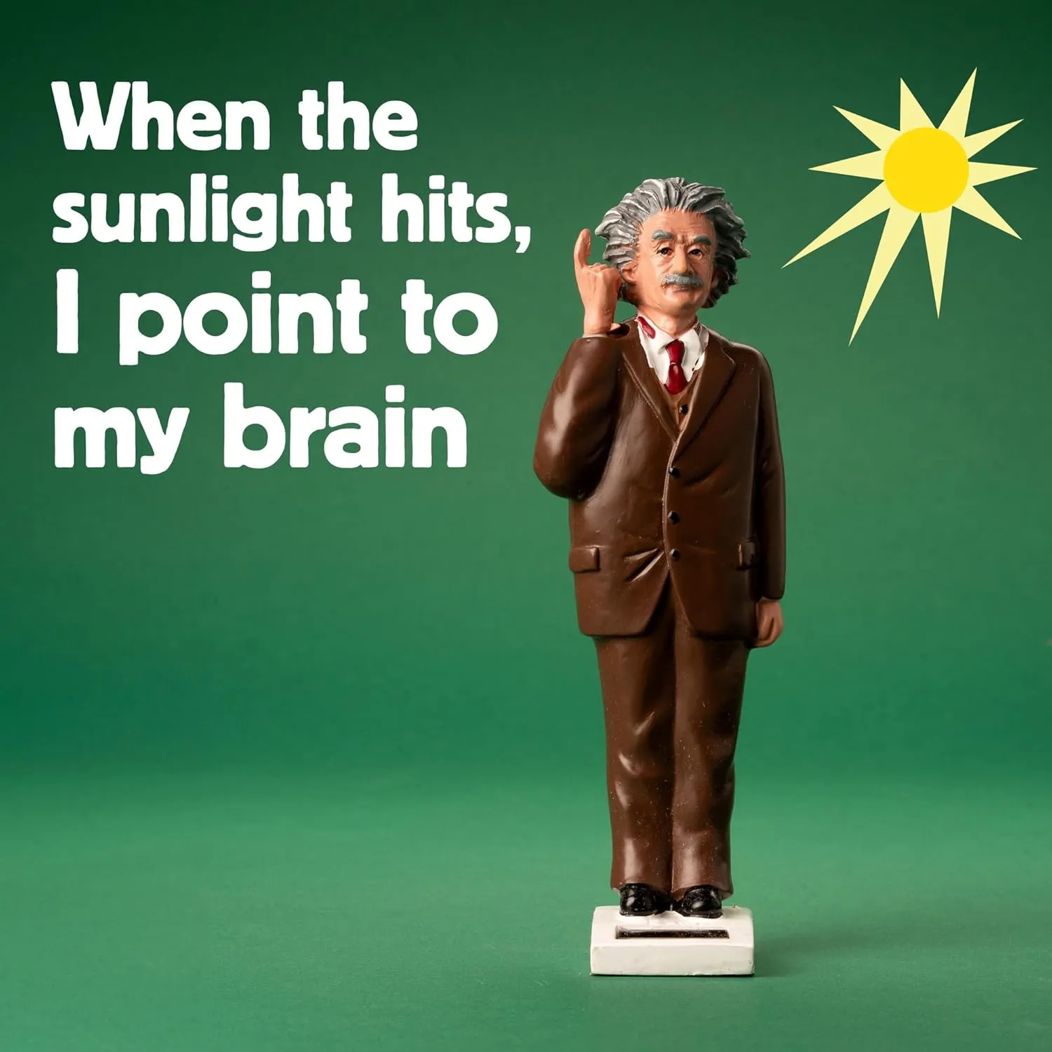 Kikkerland Solar Powered Albert Einstein Figurine: Fun Decor for Home & Kitchen, Office Desk, Garden, Car – Great Novelty Toy Statue, Display Shelf Collectible, Holiday & Birthday Gift