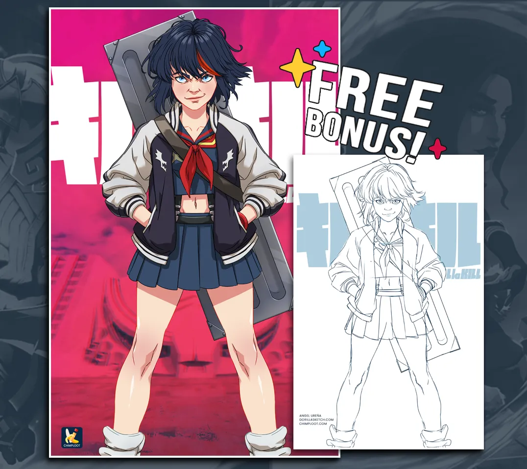 Kill la Kill: Ryuko Matoi (11"x17")   Bonus Sketch