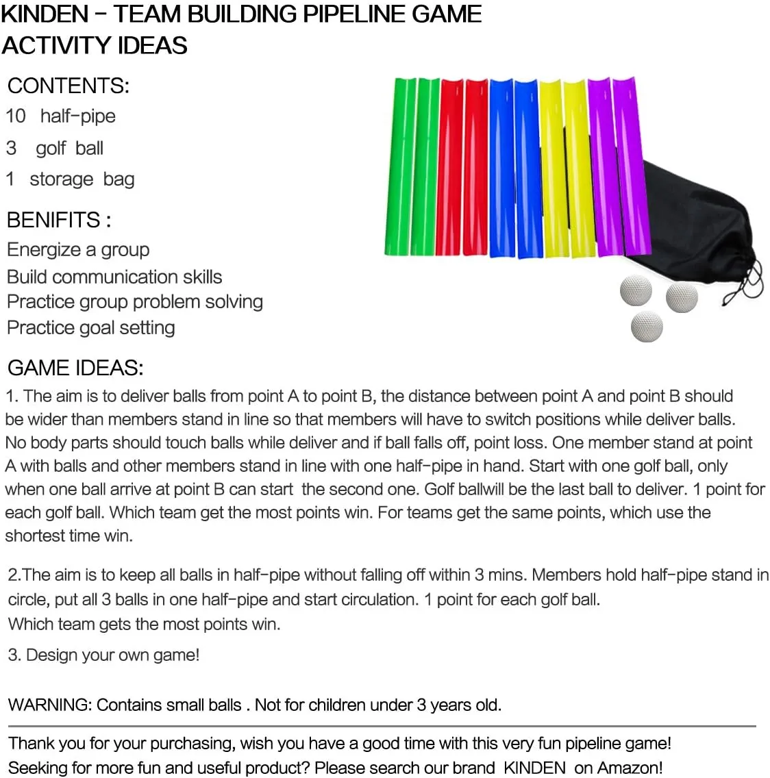 KINDEN Team Building Activities Pipeline Kit Group Games, Ice Breaker, Outdoor Youth Sports