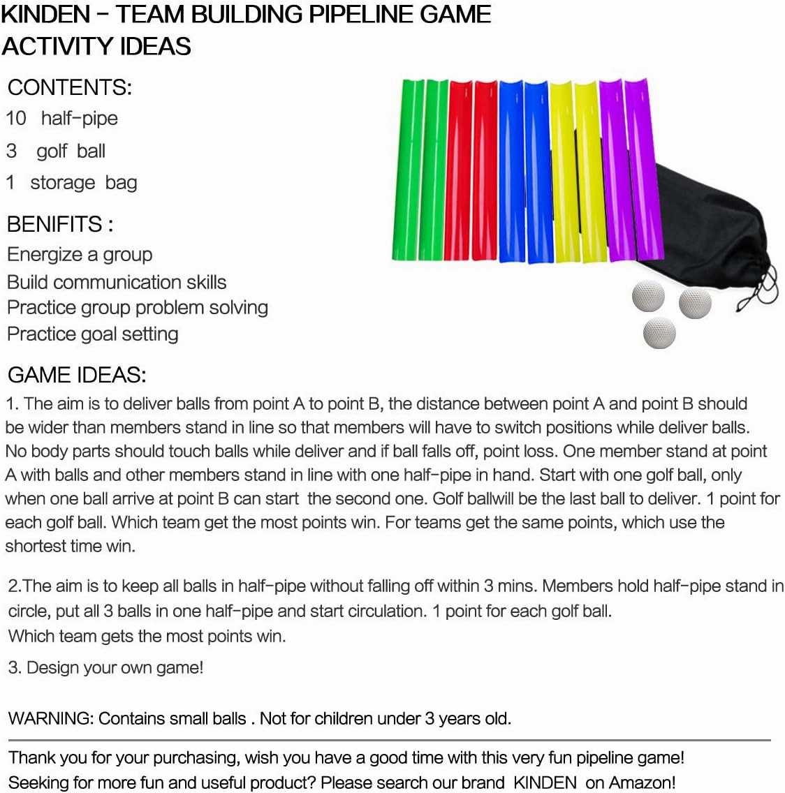 KINDEN Team Building Activities Pipeline Kit Group Games, Ice Breaker, Outdoor Youth Sports