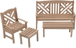 Kisangel 1:12 Dollhouse Table and Chair Wooden Miniature Doll Furniture Set Miniature Living Room Furniture