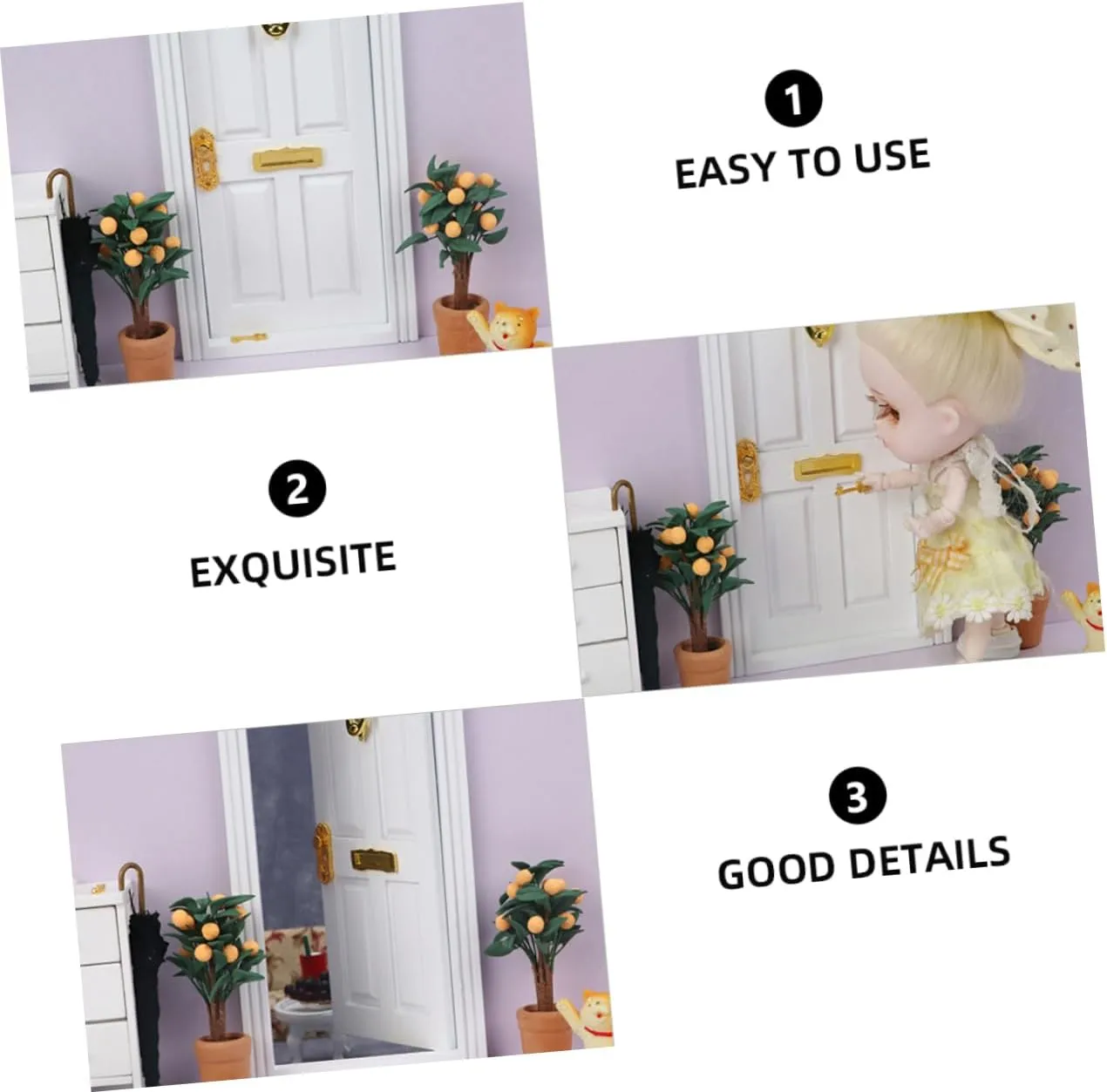 Kisangel 2 Pcs Elegant Mini Fairy Door Wooden Door Model Perfect for Dollhouse Decorations