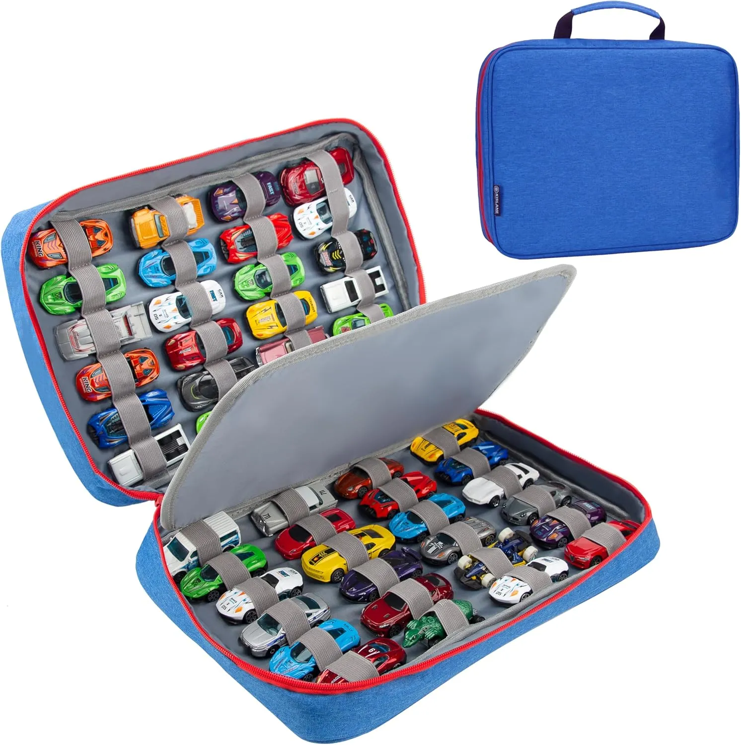 KISLANE Carrying Case for 48 Cars, Kids Cars Storage Case (Bag Only, Blue)