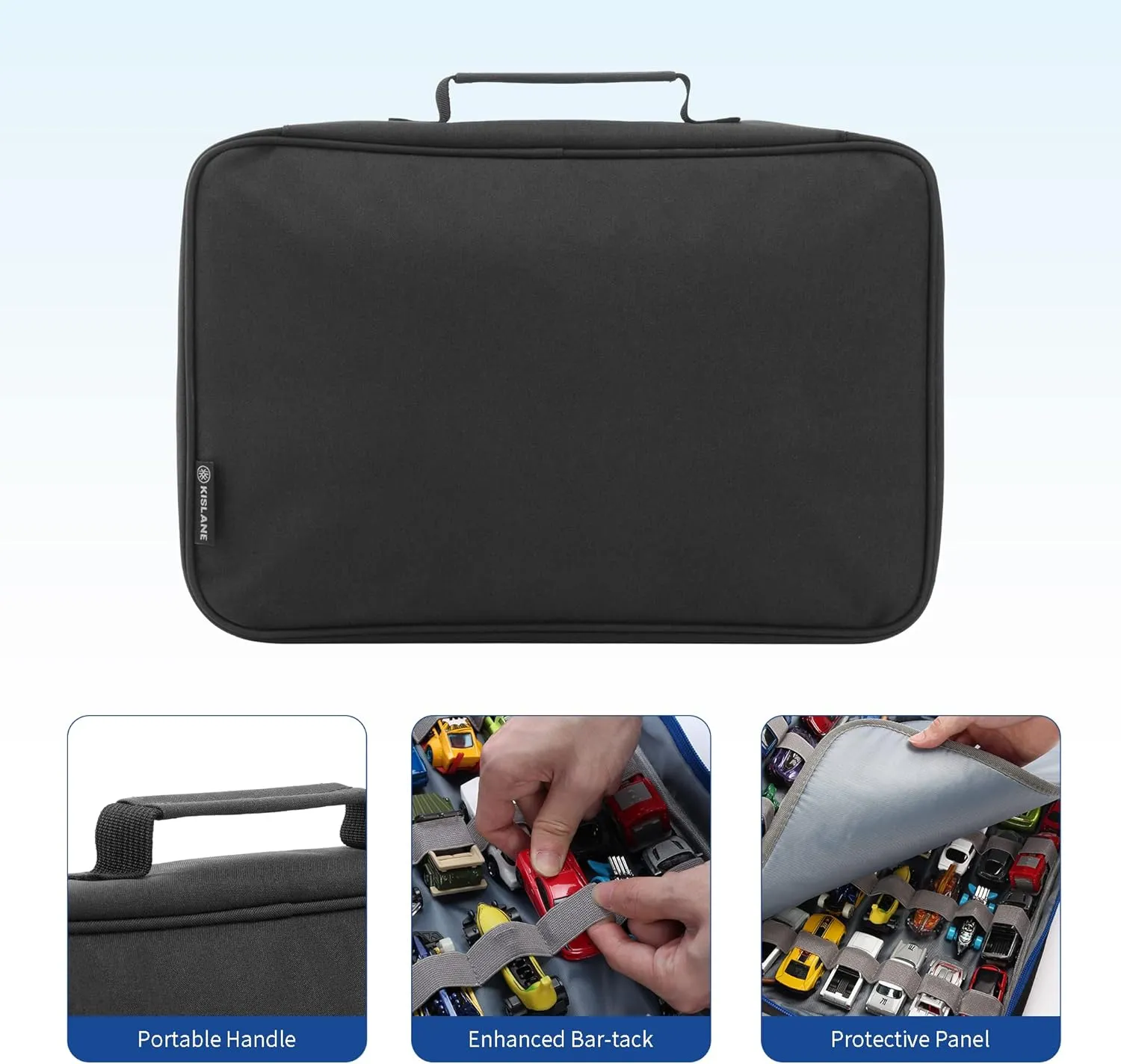 KISLANE Carrying Case, Kids Car Storage Case Holds 48 Cars (Black Bag Only)