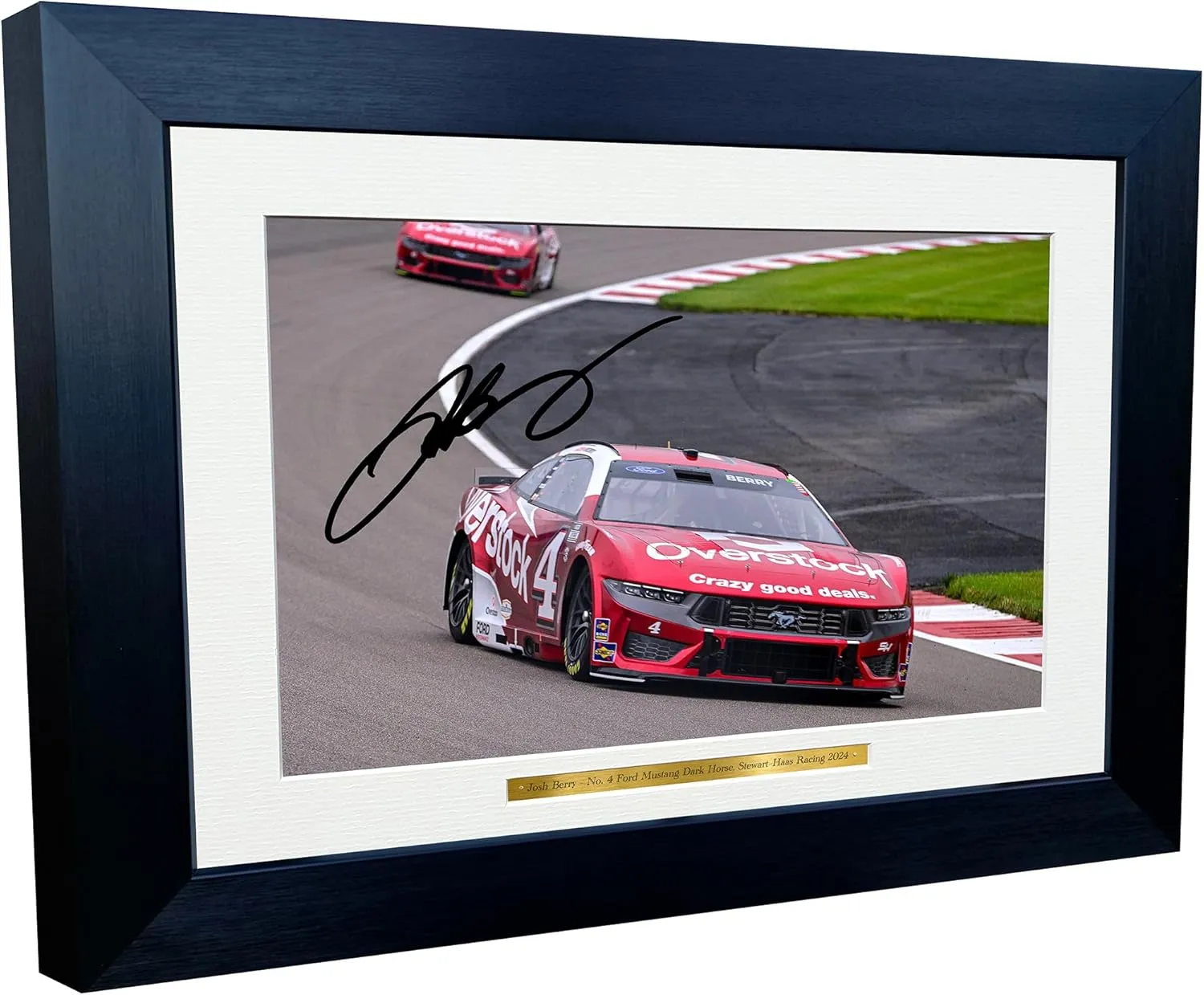 Kitbags & Lockers 12x8 A4 Josh Berry 2024 NASCAR Cup Series No. 4 Ford Mustang Dark Horse for Stewart–Haas Racing Signed Autographed Signature Photo Photograph Picture Frame Poster Celebration Gift 2