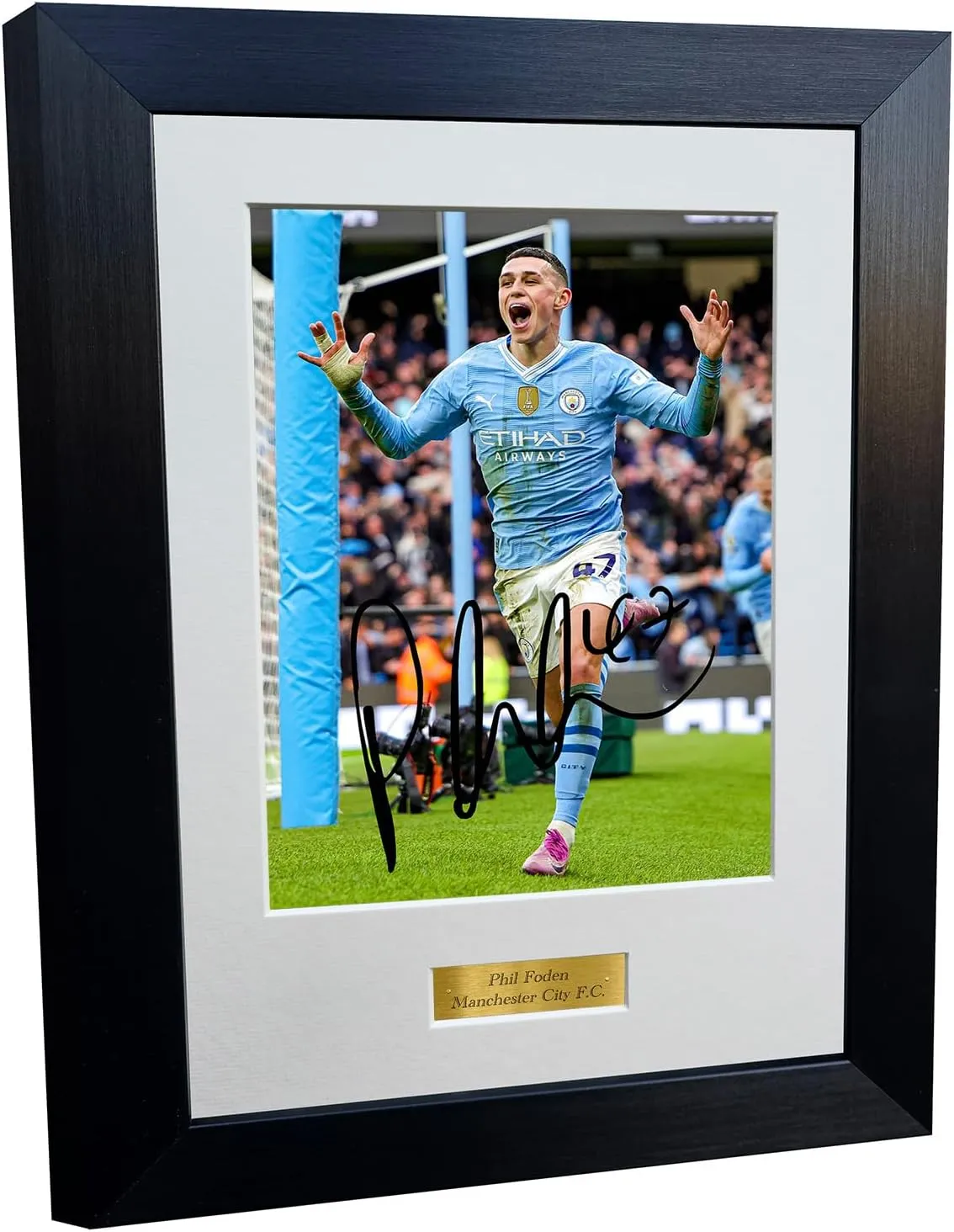 Kitbags & Lockers 12x8 A4 Phil Foden Manchester City F.C. Autographed Signed Photo Photograph Picture Frame Football Soccer Poster Gift 8x6, Black