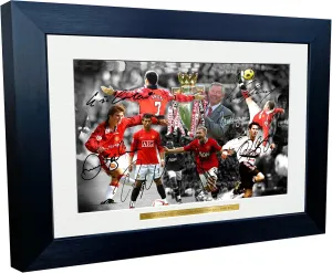 Kitbags & Lockers 12x8 A4 Signed THE ALEX FERGUSON YEARS Celebration -Cantona-Ronaldo-Beckham-Giggs-Rooney-Scholes Autographed Manchester United Photo Frame Photograph Picture Gift